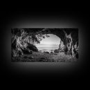 Ocean Cave Opening, Rugged Shoreline Exit, Dramatic Coastal Rock, Canvas Print, Entryway Wall Art, Moody Nautical Decor, Farmhouse Entryway
