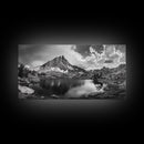 Alpine Lake, Rocky Mountain, Scenic Vista, Nature Reflection, Framed Canvas Print, Rustic Wall Art, Bedroom Wilderness Decor