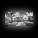 Beach Mansion Wall Art, Tropical Coastal House, Luxury Villa Print, Palm Tree Canvas Print, Living Room Decor, Modern Home Wall Art
