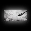 Water Splash Paddle, Adventure Photography, Kayaking Ocean Scene, Framed Canvas Print, Modern Bathroom or Coastal Wall Art