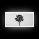 Minimal Palm Tree, Tropical Simplicity, Black and White Art, Framed Canvas Print, Modern Entryway or Minimalist Bathroom Wall Art