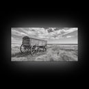 Prairie Wagon, Western Landscape, Old West Photography, Framed Canvas Print, Farmhouse Entryway or Rustic Fall Living Room Art