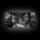 Serene Garden Pathway, Nature Tunnel Walk, Tropical Jungle Scene, Framed Canvas Print, Minimalist Art, Living Room Wall Decor
