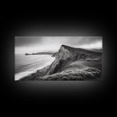 Cliffside Shoreline, Coastal Landscape Art, Ocean Horizon Scene, Canvas Print, Living Room Wall Art, Modern Seaside Minimalist Decor