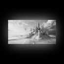 Sandcastle Fortress, Dreamy Seaside Castle, Fairytale Fantasy Art, Ocean Kingdom, Framed Canvas Print, Kids Room Wall Art, Bedroom Wall Art