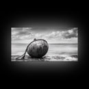 Weathered Buoy, Nautical Rope, Coastal Still Life, Beach Found Object, Framed Canvas Print, Beach House Art, Bathroom Wall Decor