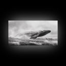 Breaching Whale, Ocean Waves, Marine Power, Framed Canvas Print, Nautical Bathroom Wall Art, Whale Watching Theme, Coastal Photography Art