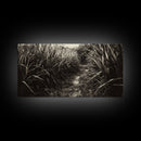 Grassy Trail Path, Earthy Nature Print, Rustic Outdoor Landscape, Wilderness Home Decor, Autumn Hallway Art, Framed Canvas Print