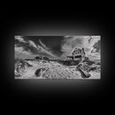 Abandoned House, Beach Shack, Coastal Ruins, Windy Sky, Canvas Print, Rustic Wall Art, Fall Home Decor, Dramatic Seaside Scene