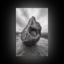 Sea Orb Rock, Coastal Texture, Ocean Shell Art, Framed Canvas Print, Beach House Wall Decor, Abstract Nature, Nautical Art Piece