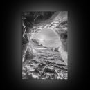 Ice Cave Opening, Winter Wonderland, Arctic Light, Framed Canvas Print, Bedroom Wall Art, Nordic Landscape, Minimalist Winter Art