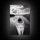 Kayak Lake View, Serene Water Landscape, Outdoor Adventure Art, Canvas Print, Cabin Wall Decor, Nature Lover Gift, Minimalist Water Art