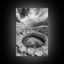 Natural Stone Pool, Sky Reflections, Framed Canvas Print, Bathroom Wall Art, Earthy Neutral Decor, Minimalist Landscape