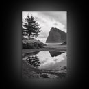 Coastal Rock Reflections, Nature Photography, Ocean Landscape, Framed Canvas Print, Moody Living Room Art, Minimal Decor