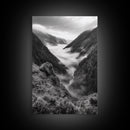 Foggy Mountain Valley, Nature Escape, Serene Wall Art, Framed Canvas Print, Adventure Photography, Cabin Autumn Decor