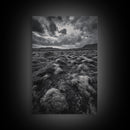 Moss Covered Lava, Iceland Landscape, Moody Nature Scene, Framed Canvas Print, Fall Rustic Decor, Earth Tone Wall Art
