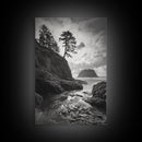 Seastack View, Dramatic Cliff, Ocean Rock Formations, Coastal Drama, Framed Canvas Print, Living Room Wall Art, Natural Scenic Decor