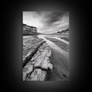 Eroded Riverbed, Desert Rock, Serene Canyon, Long Exposure, Framed Canvas Print, Earth Tones, Dining Room Decor, Nature Inspired