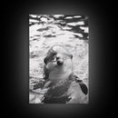 Dolphin Smile, Ocean Friend, Water Reflections, Gentle Waves, Framed Canvas Print, Kids Bathroom Art, Marine Life Decor, Playroom Artwork