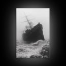 Haunted Ship, Foggy Sea, Maritime Ghost, Canvas Print, Nautical Wall Art, Pirate Ship Aesthetic, Halloween or Fall Home Decor