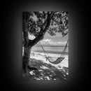 Hammock Relaxation, Beach Shade, Seaside Breeze, Canvas Print, Boho Bedroom Wall Art, Coastal Calm Tropical Home Decor