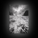 Wild Ocean Waves, Moody Coastline, Stormy Seascape, Nature Photography, Canvas Print, Coastal Wall Art, Bathroom Art, Modern Nature Decor
