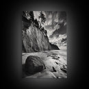 Cliffside Trees, Coastal Horizon, Rugged Seashore, Pacific Northwest Print, Framed Canvas Print, Fall Nature Wall Art, Den Decor