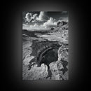Desert Crater Scene, Surreal Landscape Art, Earth Tone Vibe, Minimalist Nature, Framed Canvas Print, Office Wall Decor, Modern Western Style