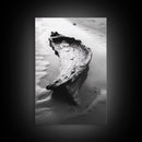 Driftwood Shore, Tidal Beauty, Washed Wood, Canvas Print, Coastal Beach Wall Art, Minimalist Bathroom Decor, Black and White Ocean Scene