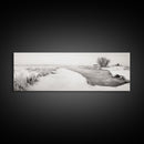Winter River, Frosty Fields, Minimalist Landscape, Canvas Print, Modern neutral art, Rustic home decor, Entryway wall art, Scandinavian vibe
