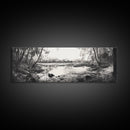 Swamp Scene, Wetlands Wall Art, Nature Reflection Print, Framed Canvas Print, Rustic Living Room Art, Earthy Tones, Woodland Decor