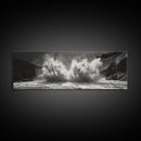 Ocean Splash, Powerful Wave Crash, Coastal Energy Wall Art, Framed Canvas Print, Modern Beach House Decor, Dynamic Living Room Art