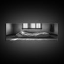 Minimalist Bedroom, Simple Living, Monochrome Bed, Peaceful Morning, Framed Canvas Print, Bedroom Wall Art, Moody Art, Farmhouse Art