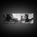 Coastal Rock Passage, Ocean Cliffside Art, Natural Texture Photography, Framed Canvas Print, Bathroom or Hallway Wall Art