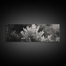 Frosted Bush, Winter Plant, Nature Closeup, Framed Canvas Print, Botanical Wall Art, Neutral Bedroom Decor, Rustic Autumn Style