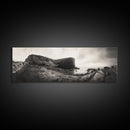 Rocky Coastal Path, Ocean Horizon View, Canvas Print, Neutral Earth Tones, Rustic Wall Art, Beach Landscape Photography, Grunge Nautical Art