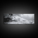 Stormy Waves, Ocean Fury, Tropical Housefront, Canvas Print, dramatic coastal decor, fall storm wall art, modern living room statement