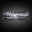 Cloudy Horizon, Wide Ocean View, Coastal Cliffs, Framed Canvas Print, dramatic seascape wall art, coastal kitchen decor, black and white