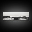 Coastal Boat, Ocean Horizon, Solitude Scene, Black and White Seascape, Canvas Print, Modern Bathroom Wall Art, Minimalist Decor