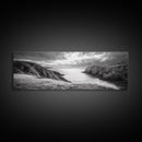 Ocean View, Coastal Cliffs, Dramatic Horizon, Sunset Glow, Canvas Print, Fall Living Room Wall Art, Landscape Nature Photography