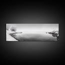 Winter Lake Reflection, Minimal Snow Scene, Bare Trees, Serene Water, Framed Canvas Print, Nordic Minimalist Art, Bedroom Wall Decor