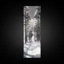 Snow Path, Winter Forest, Frosty Pines, Silent Trail, Framed Canvas Print, Christmas Wall Art, Cabin Decor, Nordic Winter Scene