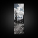 Mountain Landscape, Trail Pathway, Cloudy Sky, Nature Photography, Canvas Print, Rustic Cabin Decor, Adventure Hiker Wall Art