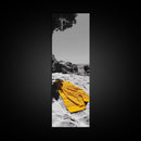 Yellow Towel, Secluded Beach, Summer Moment, Framed Canvas Print, Coastal Bathroom Art, Minimalist Beach Decor, Relaxation Wall Art