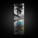 Tree Reflection, Moody Landscape, Nature Serenity, Rainbow Water, Framed Canvas Print, Boho Style, Bedroom Wall Art, Artistic Calm