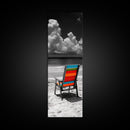 Colorful Chair, Ocean View, Peaceful Beach, Framed Canvas Print, Tropical Office Wall Art, Coastal Modern Decor, Relaxed Summer Vibe