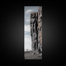Cliff Wall, Ocean View, Lone Hiker, Rugged Coast, Framed Canvas Print, Adventure Art, Minimalist Decor, Office Wall Art, Modern Nature