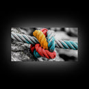 Nautical Knot, Bold Rope, Maritime Wall Decor, Framed Canvas Print, Rustic Coastal Art, Nautical Theme, Bathroom Wall Art, Industrial Art