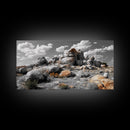 Granite Boulders, Desert Landscape, Natural Beauty, Earthy Tones, Framed Canvas Print, Entryway Wall Art, Nature Minimalism Style
