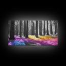 Rainbow Forest, Enchanted Woods, Dreamscape Landscape, Fantasy Nature, Framed Canvas Print whimsical nursery art, boho bedroom wall art